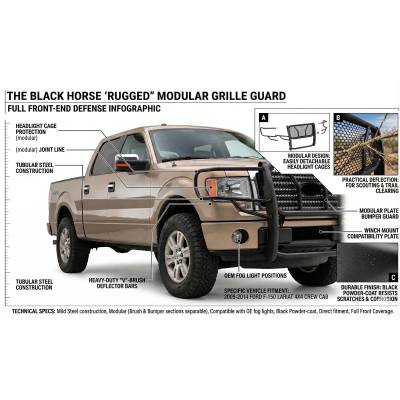 Black Horse Off Road - RUGGED HD Grille Guard-Black-2009-2014 Ford F-150|Black Horse Off Road - Image 4