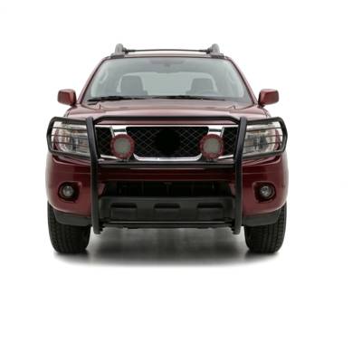 Black Horse Off Road - Grille Guard With Set of 5.3" Red Trim Rings LED Flood Lights-Black-Frontier/Pathfinder|Black Horse Off Road - Image 6