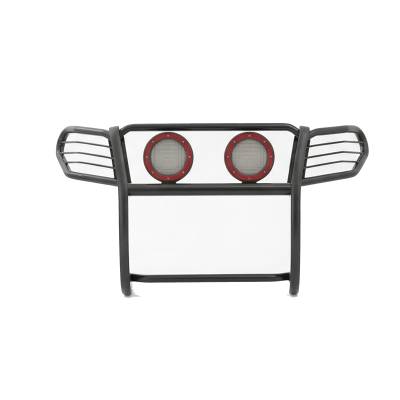 Black Horse Off Road - Grille Guard With Set of 5.3" Red Trim Rings LED Flood Lights-Black-Frontier/Pathfinder|Black Horse Off Road - Image 12