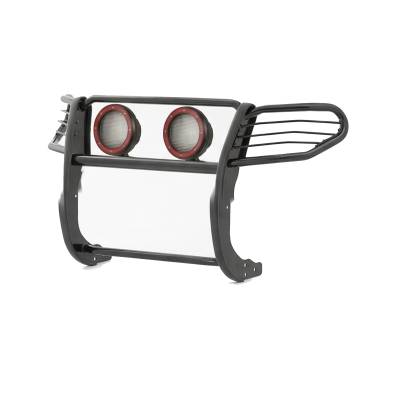 Black Horse Off Road - Grille Guard With Set of 5.3" Red Trim Rings LED Flood Lights-Black-Frontier/Pathfinder|Black Horse Off Road - Image 13