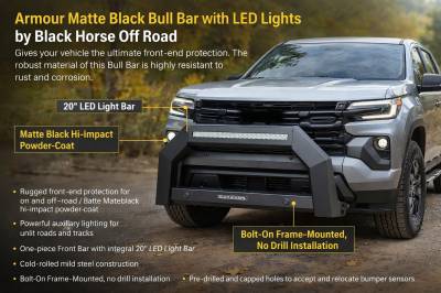 Black Horse Off Road - ARMOUR Bull Bar-Matte Black-2023-2026 Chevrolet Colorado|Black Horse Off Road - Image 2