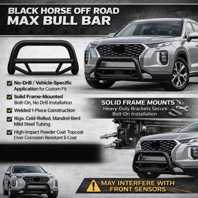 Black Horse Off Road - MAX Bull Bar-Black-2020-2023 Kia Telluride/2020-2023 Hyundai Palisade|Black Horse Off Road - Image 2