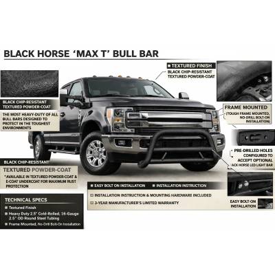 Black Horse Off Road - MAX T Bull Bar-Textured Black-2017-2025 Ford F-250 Super Duty/2017-2025 Ford F-350 Super Duty/2017-2025 Ford F-450 Super Duty/2017-2025 Ford F-550 Super Duty|Black Horse Off Road - Image 2