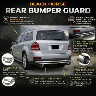 Black Horse Off Road - Rear Bumper Guard-Stainless Steel-GMC Sierra 3500 HD/GMC Sierra 2500 HD/Chevrolet Silverado 3500 HD/Chevrolet Silverado 2500 HD|Black Horse Off Road - Image 2