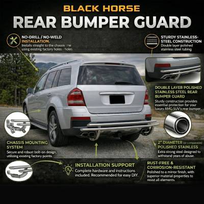 Black Horse Off Road - Rear Bumper Guard-Stainless Steel-Ford F-250 Super Duty/Ford F-350 Super Duty/Ford F-450 Super Duty/Ford F-550 Super Duty|Black Horse Off Road - Image 2