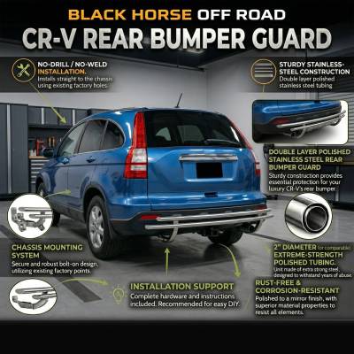 Black Horse Off Road - Rear Bumper Guard-Stainless Steel-2007-2011 Honda CR-V|Black Horse Off Road - Image 2