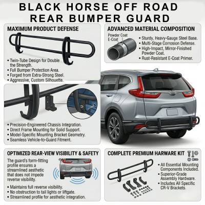 Black Horse Off Road - Rear Bumper Guard-Black-2017-2022 Honda CR-V|Black Horse Off Road - Image 2