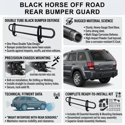 Black Horse Off Road - Rear Bumper Guard-Black-2005-2010 Jeep Grand Cherokee|Black Horse Off Road - Image 2