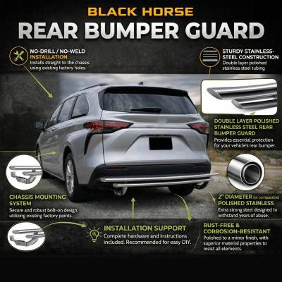Black Horse Off Road - Rear Bumper Guard-Stainless Steel-2004-2023 Toyota Sienna|Black Horse Off Road - Image 2
