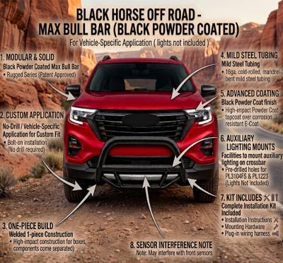 Black Horse Off Road - MAX Bull Bar-Black-2018-2024 GMC Terrain|2018-2024 Chevrolet Equinox|Black Horse Off Road - Image 2