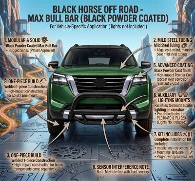 Black Horse Off Road - MAX Bull Bar-Black-2022-2025 Nissan Pathfinder|2022-2024 Infiniti QX60|Black Horse Off Road - Image 2