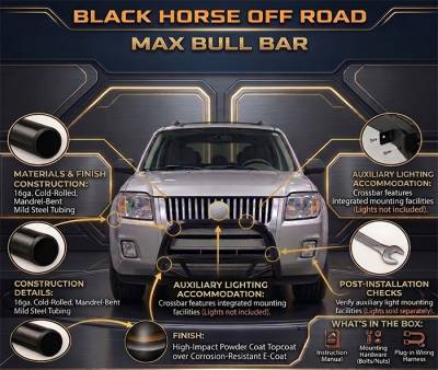 Black Horse Off Road - MAX Bull Bar-Black-2008-2012 Ford Escape/2008-2011 Mazda Tribute/2008-2011 Mercury Mariner|Black Horse Off Road - Image 10