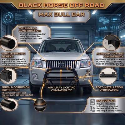 Black Horse Off Road - MAX Bull Bar-Black-2001-2003 Ford Explorer Sport/2001-2005 Ford Explorer Sport Trac|Black Horse Off Road - Image 8