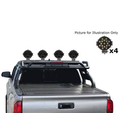 Black Horse Off Road - Atlas Roll Bar With Set of 7" Black Round LED Light-Black-2015-2026 Toyota Tacoma|Black Horse Off Road - Image 4