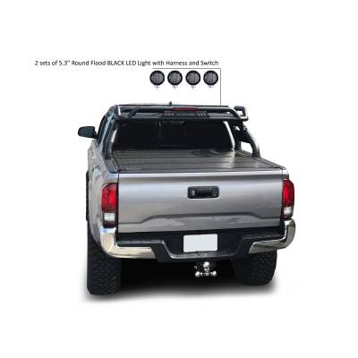 Black Horse Off Road - Atlas Roll Bar With Set of 5.3" Black Round LED Light-Black-2015-2026 Toyota Tacoma|Black Horse Off Road - Image 3