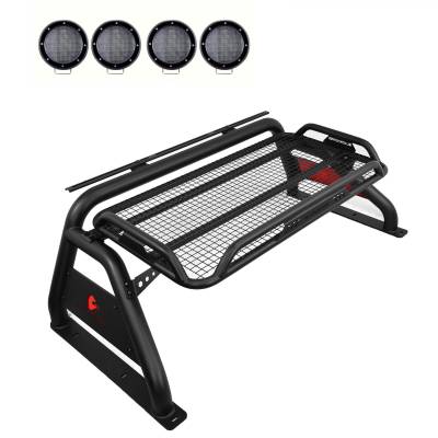 Black Horse Off Road - Atlas Roll Bar With Set of 5.3" Black Round LED Light-Black-2015-2026 Toyota Tacoma|Black Horse Off Road - Image 5