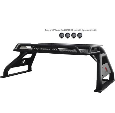 Black Horse Off Road - Atlas Roll Bar With Set of 5.3" Black Round LED Light-Black-2015-2026 Toyota Tacoma|Black Horse Off Road - Image 8