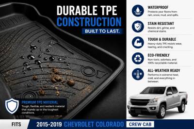 Black Horse Off Road - Black Horse TOTALINER 3.5mm Heavy Duty TPE Anti-skid Floor Mat Rug Liner fits 2019-2026 Chevrolet Colorado Crew Cab - Image 5