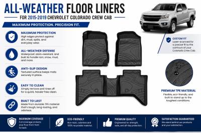 Black Horse Off Road - Black Horse TOTALINER 3.5mm Heavy Duty TPE Anti-skid Floor Mat Rug Liner fits 2019-2026 Chevrolet Colorado Crew Cab - Image 7