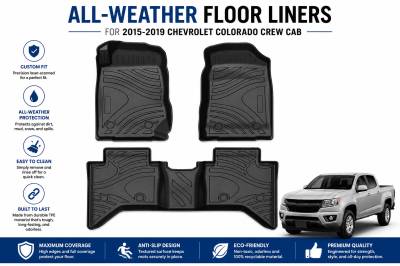 Black Horse Off Road - Black Horse TOTALINER 3.5mm Heavy Duty TPE Anti-skid Floor Mat Rug Liner fits 2019-2026 Chevrolet Colorado Crew Cab - Image 9