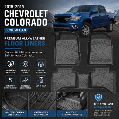 Black Horse Off Road - Black Horse TOTALINER 3.5mm Heavy Duty TPE Anti-skid Floor Mat Rug Liner fits 2019-2026 Chevrolet Colorado Crew Cab - Image 10