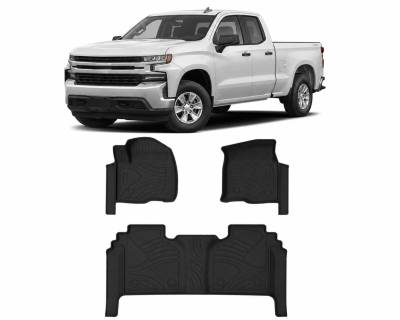 Black Horse TOTALINER 3.5mm Heavy Duty TPE Anti-skid Floor Mat Rug Liner fits 2019-2026 Chevrolet Silverado 1500 Double Cab
