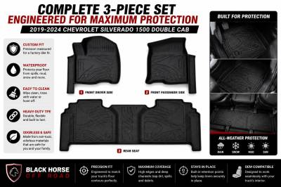 Black Horse Off Road - Black Horse TOTALINER 3.5mm Heavy Duty TPE Anti-skid Floor Mat Rug Liner fits 2019-2026 Chevrolet Silverado 1500 Double Cab - Image 5