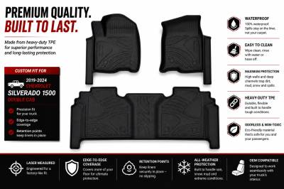 Black Horse Off Road - Black Horse TOTALINER 3.5mm Heavy Duty TPE Anti-skid Floor Mat Rug Liner fits 2019-2026 Chevrolet Silverado 1500 Double Cab - Image 6