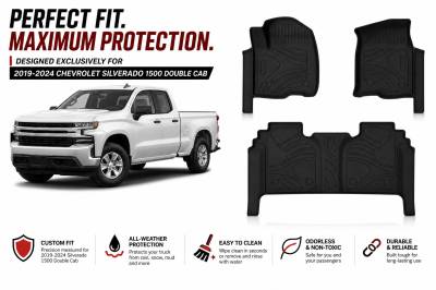 Black Horse Off Road - Black Horse TOTALINER 3.5mm Heavy Duty TPE Anti-skid Floor Mat Rug Liner fits 2019-2026 Chevrolet Silverado 1500 Double Cab - Image 11