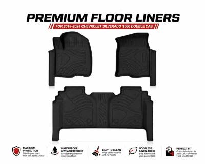 Black Horse Off Road - Black Horse TOTALINER 3.5mm Heavy Duty TPE Anti-skid Floor Mat Rug Liner fits 2019-2026 Chevrolet Silverado 1500 Double Cab - Image 12