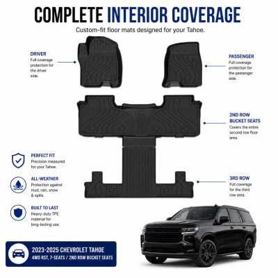 Black Horse Off Road - Black Horse TOTALINER 3.5mm Heavy Duty TPE Anti-skid Floor Mat Rug Liner fits 2021-2026 Chevrolet Tahoe / GMC Yukon - Image 4