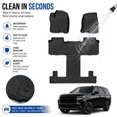 Black Horse Off Road - Black Horse TOTALINER 3.5mm Heavy Duty TPE Anti-skid Floor Mat Rug Liner fits 2021-2026 Chevrolet Tahoe / GMC Yukon - Image 6