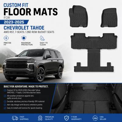 Black Horse Off Road - Black Horse TOTALINER 3.5mm Heavy Duty TPE Anti-skid Floor Mat Rug Liner fits 2021-2026 Chevrolet Tahoe / GMC Yukon - Image 13