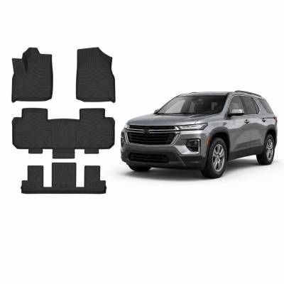Black Horse TOTALINER 3.5mm Heavy Duty TPE Anti-skid Floor Mat Rug Liner fits 2018-2025 Chevrolet Traverse