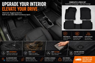 Black Horse Off Road - Black Horse TOTALINER 3.5mm Heavy Duty TPE Anti-skid Floor Mat Rug Liner fits 2021-2025 Ford Bronco Sport - Image 10