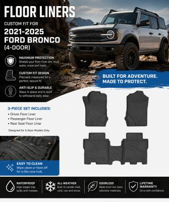 Black Horse Off Road - Black Horse TOTALINER 3.5mm Heavy Duty TPE Anti-skid Floor Mat Rug Liner fits 2021-2026 Ford Bronco (4-Door) - Image 3
