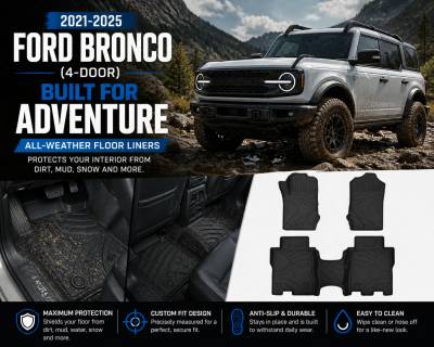 Black Horse Off Road - Black Horse TOTALINER 3.5mm Heavy Duty TPE Anti-skid Floor Mat Rug Liner fits 2021-2026 Ford Bronco (4-Door) - Image 4