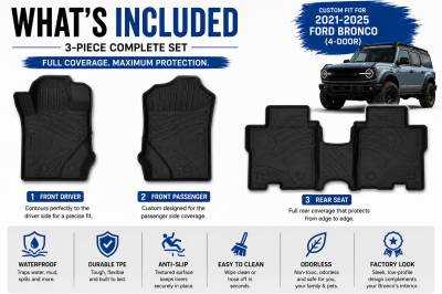 Black Horse Off Road - Black Horse TOTALINER 3.5mm Heavy Duty TPE Anti-skid Floor Mat Rug Liner fits 2021-2026 Ford Bronco (4-Door) - Image 11