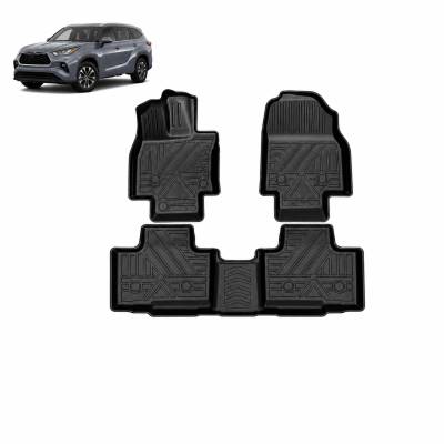 Black Horse TOTALINER 3.5mm Heavy Duty TPE Anti-skid Floor Mat Rug Liner fits 2022-2024 Toyota Highlander