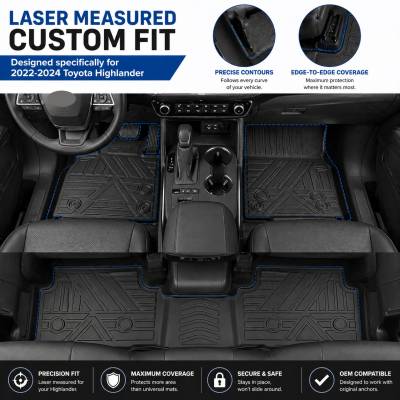 Black Horse Off Road - Black Horse TOTALINER 3.5mm Heavy Duty TPE Anti-skid Floor Mat Rug Liner fits 2022-2026 Toyota Highlander - Image 8