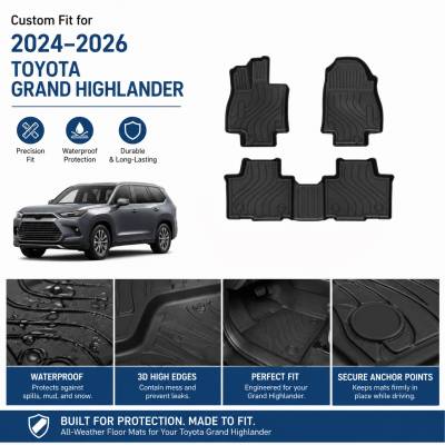 Black Horse Off Road - Black Horse TOTALINER 3.5mm Heavy Duty TPE Anti-skid Floor Mat Rug Liner fits 2024-2026 Toyota Grand Highlander - Image 8