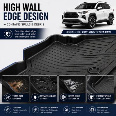 Black Horse Off Road - Black Horse TOTALINER 3.5mm Heavy Duty TPE Anti-skid Floor Mat Rug Liner fits 2019-2025 Toyota Rav4 - Image 2