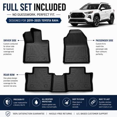 Black Horse Off Road - Black Horse TOTALINER 3.5mm Heavy Duty TPE Anti-skid Floor Mat Rug Liner fits 2019-2025 Toyota Rav4 - Image 5