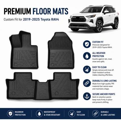 Black Horse Off Road - Black Horse TOTALINER 3.5mm Heavy Duty TPE Anti-skid Floor Mat Rug Liner fits 2019-2025 Toyota Rav4 - Image 7