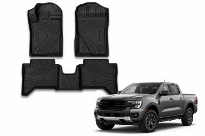 Black Horse TOTALINER 3.5mm Heavy Duty TPE Anti-skid Floor Mat Rug Liner fits 2023-2025 Ford Ranger