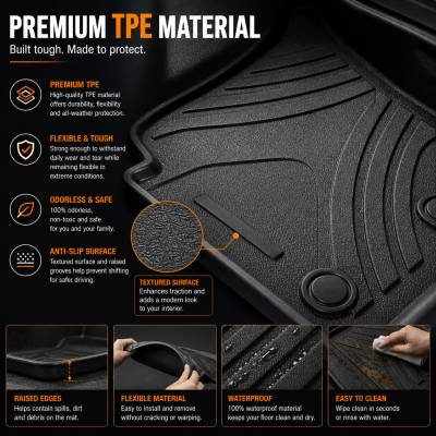 Black Horse Off Road - Black Horse TOTALINER 3.5mm Heavy Duty TPE Anti-skid Floor Mat Rug Liner fits 2024-2026 Ford Ranger Super Crew Cab - Image 6