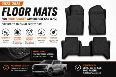 Black Horse Off Road - Black Horse TOTALINER 3.5mm Heavy Duty TPE Anti-skid Floor Mat Rug Liner fits 2024-2026 Ford Ranger Super Crew Cab - Image 8