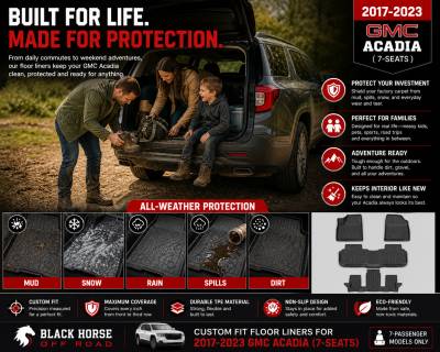 Black Horse Off Road - Black Horse TOTALINER 3.5mm Heavy Duty TPE Anti-skid Floor Mat Rug Liner fits 2017-2023 GMC Acadia 7-Seats - Image 6