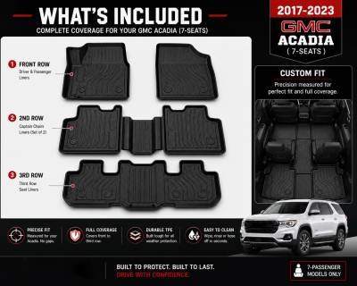 Black Horse Off Road - Black Horse TOTALINER 3.5mm Heavy Duty TPE Anti-skid Floor Mat Rug Liner fits 2017-2023 GMC Acadia 7-Seats - Image 11