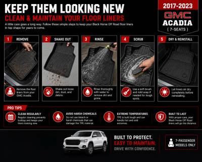 Black Horse Off Road - Black Horse TOTALINER 3.5mm Heavy Duty TPE Anti-skid Floor Mat Rug Liner fits 2017-2023 GMC Acadia 7-Seats - Image 12